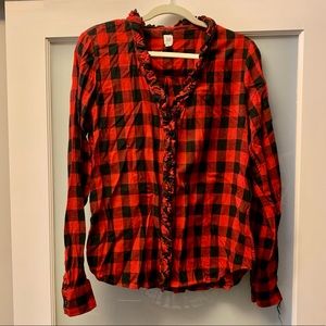 Gap Flannel Shirt with Ruffle Detail